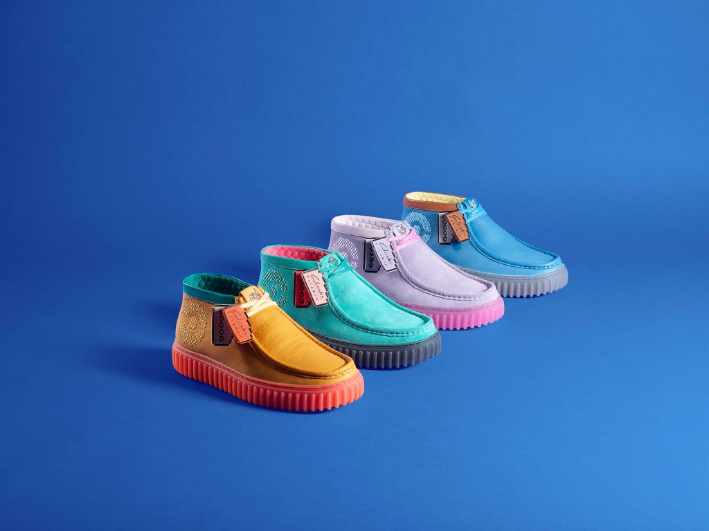 The four shoes included in the 2024 Clarks x Pok&eacute;mon collection.